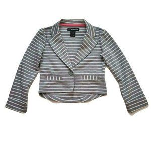 Jordache Kids Girls Gray & White Striped Long Sleeve Blazer Jacket Small (6-6X)